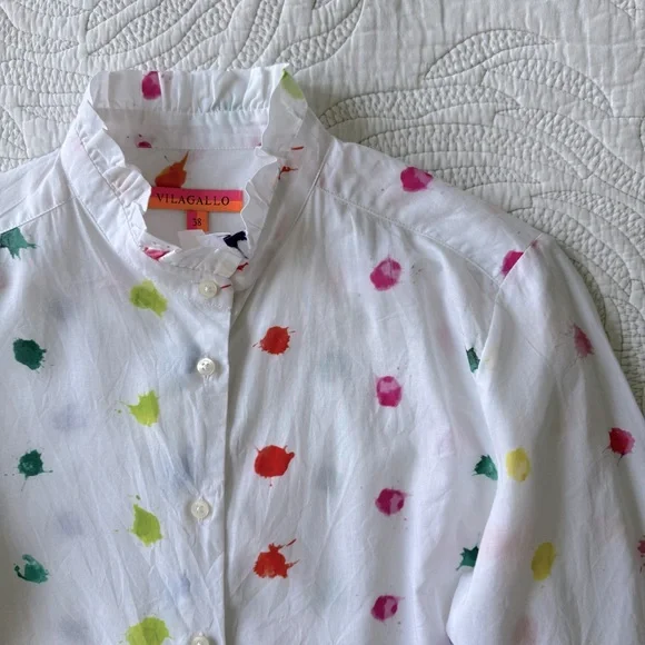 Vilagallo Multicolor Polka Dot Button Down Shirt - Picture 5 of 12